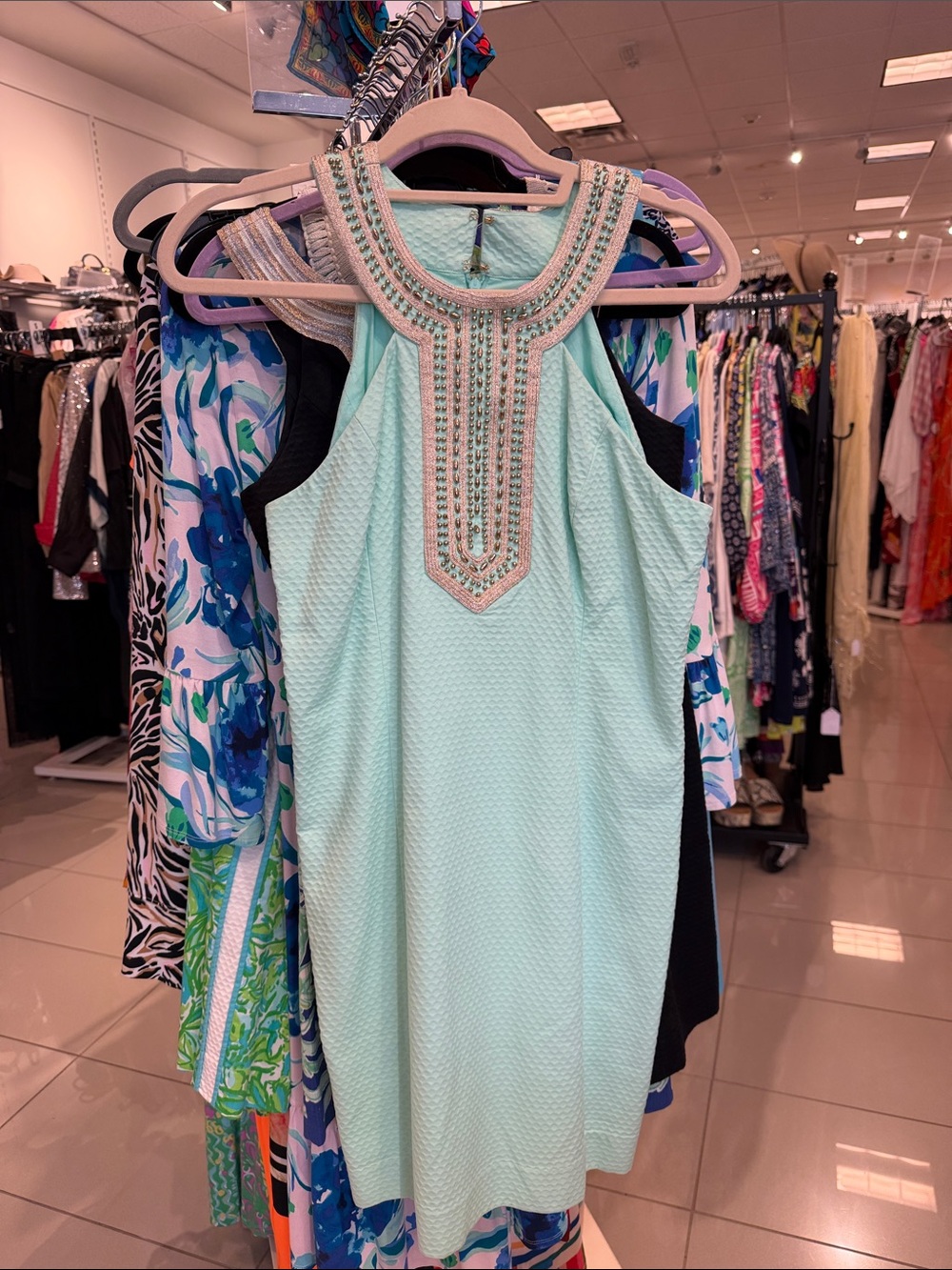 Lilly Pulitzer Mint Embellished Halter Mini Dress